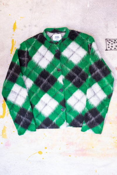 Argyle Mohair Cardigan - Kelly - Clothing and Home Goods in Los Angeles - Virgil Normal 