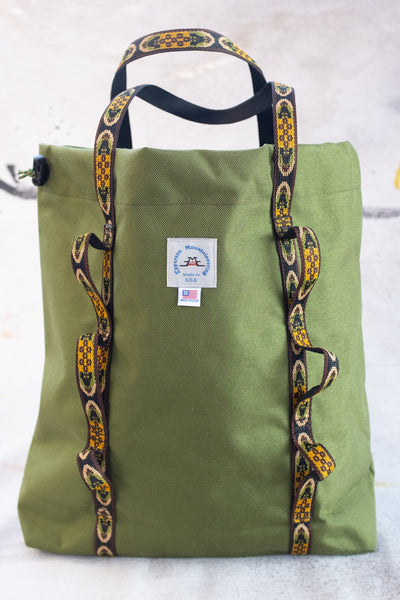 Climb Tote - Moss With Brown Oval Webbing - Clothing and Home Goods in Los Angeles - Virgil Normal 
