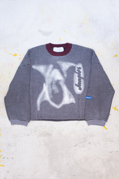 Two Tone Rib Knit Crew Neck Sweater - Clothing and Home Goods in Los Angeles - Virgil Normal 