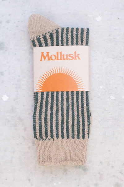 Two Tone Rib Sock - Green / Natural - Clothing and Home Goods in Los Angeles - Virgil Normal 