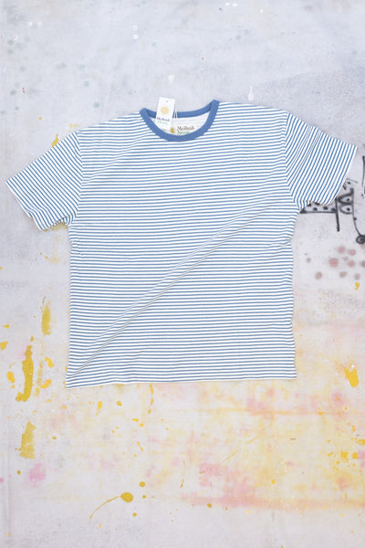 Striped Hemp Short Sleeve Tee - Indigo / Natural - Clothing and Home Goods in Los Angeles - Virgil Normal 