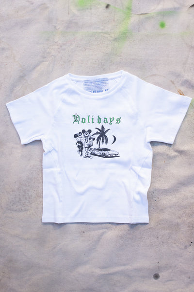 Holiday's Fitted Raglan Tee - White - Clothing and Home Goods in Los Angeles - Virgil Normal 