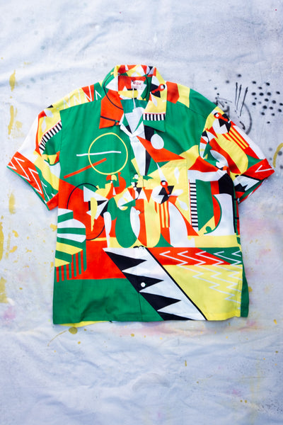 Cycling Circus Aloha Shirt - Green - Clothing and Home Goods in Los Angeles - Virgil Normal 