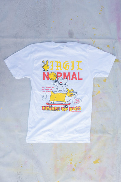 Beware Of Dog Short Sleeve Summer Shirt - White - Clothing and Home Goods in Los Angeles - Virgil Normal 