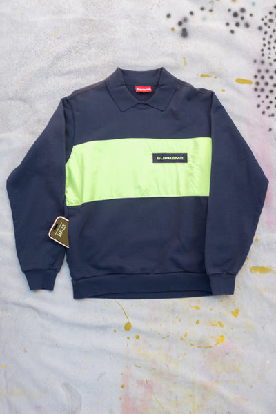 Vintage Supreme Polo Fleece - Navy / Hi-Vis Green - Clothing and Home Goods in Los Angeles - Virgil Normal 