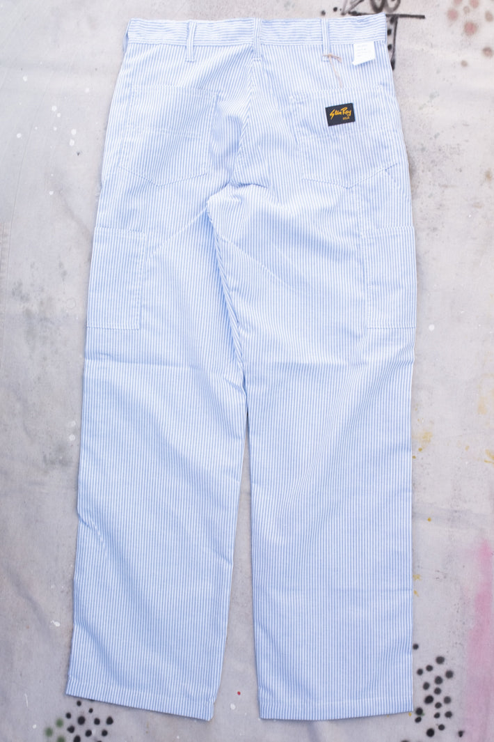 Shirting Stripe Painter Pants Straight Leg Blue White
