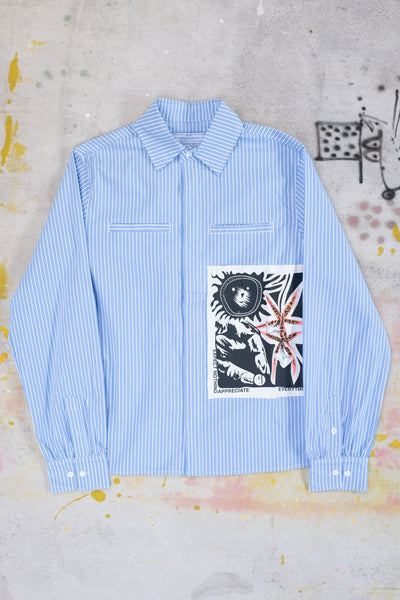 Expect Nothing Long Sleeve Shirt - Blue Stripe - Clothing and Home Goods in Los Angeles - Virgil Normal 