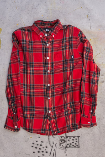 strapless open back dress Purple Brand Half & Half Flannel Shirt in Red, Size XL