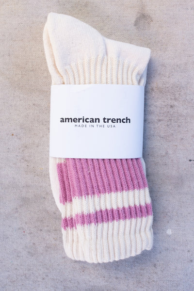 Retro Mono Stripe Sock - Dusty Rose - Clothing and Home Goods in Los Angeles - Virgil Normal 